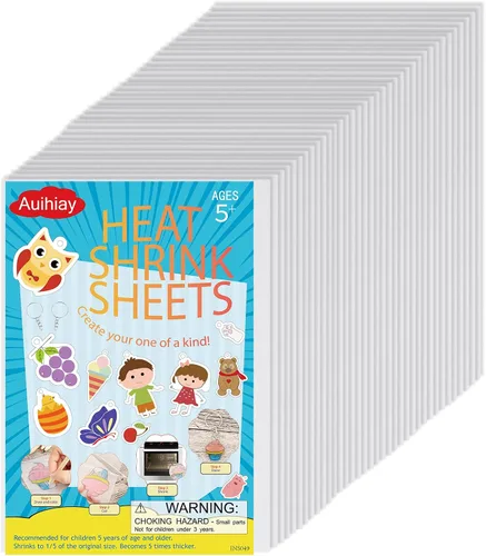 Vista 10 de Auihiay 50 hojas de plástico retráctiles, mini papeles de película retráctil para niños, bricolaje, llaveros, decoración de Pascua y regalos del día