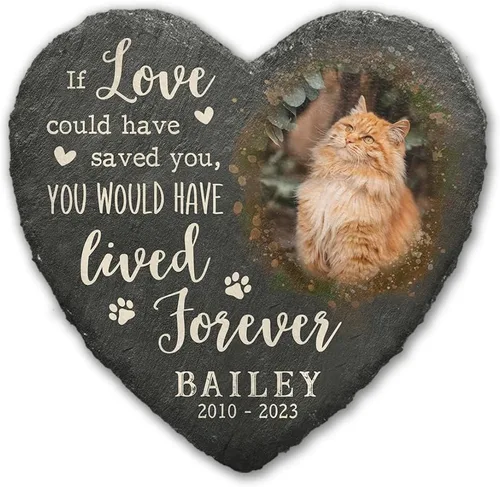 Vista 18 de Sympathy Pet Bereavement Piedra en forma de corazón con huella de perro, placa personalizada para decorar cementerios, recuerda a tus seres queridos
