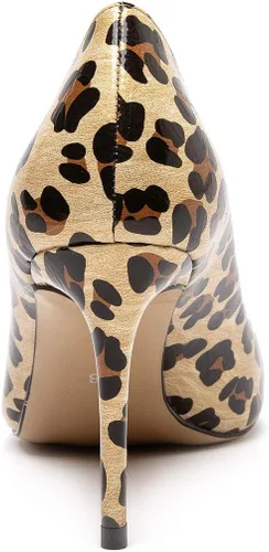Vista 5 de Castamere Zapatos de tacón alto básicos para mujer, sin cordones, puntiagudos, tacón de aguja de 3.3 in charol leopardo beige