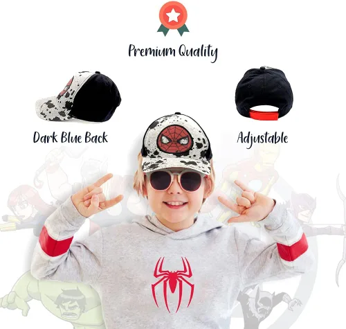 Vista 2 de Marvel Spiderman Hat for Boys, Breathable Spiderman Baseball Cap for Toddlers, Boys Ages 3-9