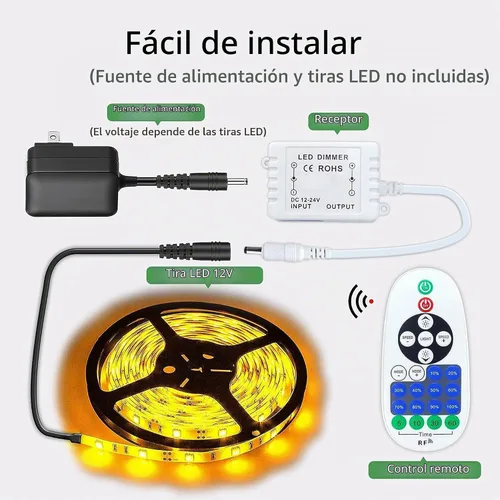Vista 4 de Control remoto para tira de luces LED de un solo color y letrero de neón, controlador de luz LED regulable de 12-24 V CC con modo de efecto dinámico