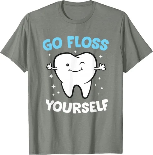 Vista 33 de Camiseta higienista dental, asistente dental, Go Floss Yourself dentista, Negro, S
