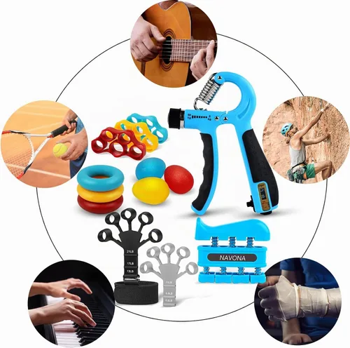 Vista 8 de 13 PCS Grip Strength Trainer Kit,Forearm and Hand Gripper Strengthener Azul