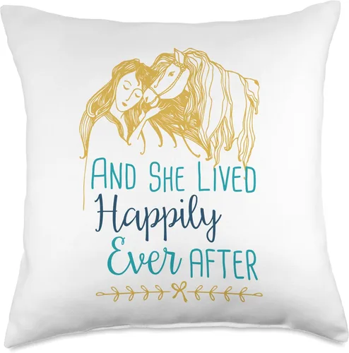 Vista 4 de Horse Princess And She Lived Happily Ever After And She Lived Happily Ever After - Almohada de 16 x 16 pulgadas, multicolor