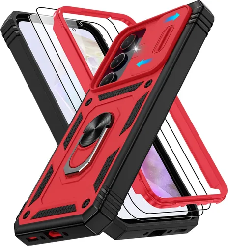 Vista 265 de Gritup Funda para Google Pixel 6 con cubierta deslizante para cámara y protector de pantalla (2 unidades), soporte de anillo giratorio 360°, funda