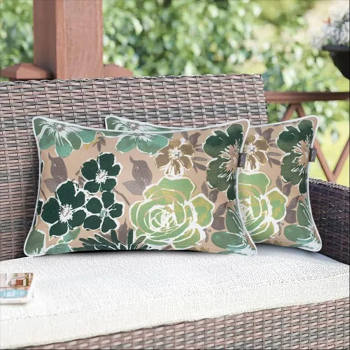 Vista 7 de Magpie Fabrics - Juego de 2 fundas de cojín para patio con inserto de 18 x 18 pulgadas, funda decorativa resistente a la decoloración para sofá