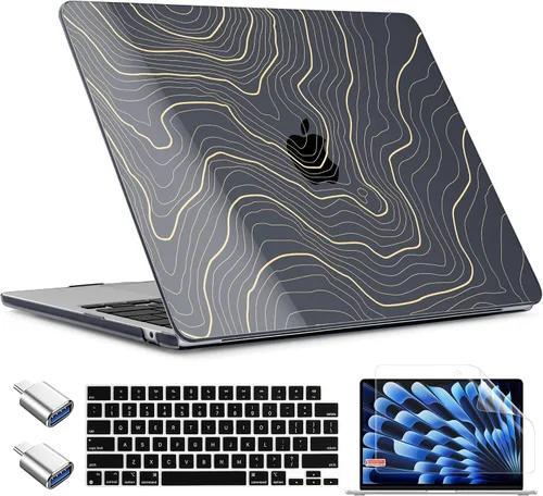 Vista 8 de TWOLSKOO Funda para MacBook Air de 15 pulgadas 2025 2024 2023 Release M4 A3241 M3 A3114 M2 A2941, carcasa rígida de plástico, protector de pantalla