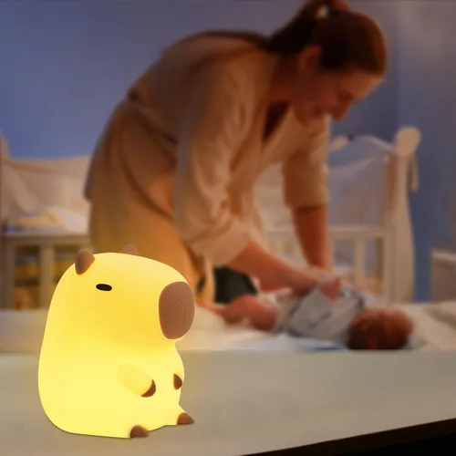 Vista 9 de YuanDian Lámpara Nocturna de Capybara - Adorable Lámpara de Silicona para Niños, Bebés, Adultos Lindo Regalo de Capybara, Decoración