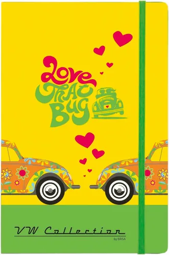 Vista 2 de BRISA VW Collection - Cuaderno Volkswagen, cuaderno de escritura, forrado con encuadernación de tapa dura en diseño Beetle Bug DIN A5