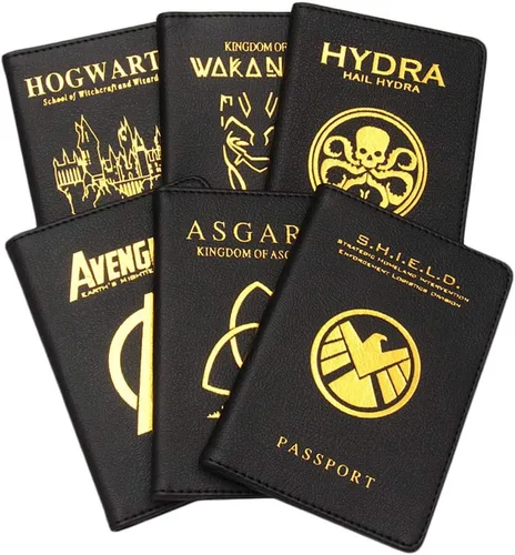 Vista 3 de Funda para pasaporte Kingdom of Wakanda - Funda para pasaporte con múltiples ranuras para tarjetas y boletos, F, Cartera con tarjetero