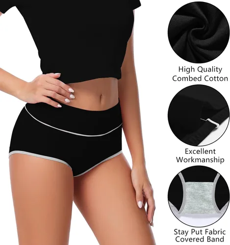 Vista 3 de Migbean Ropa interior de cintura alta para mujer, ropa interior para mujer, bragas para mujer, ropa interior de talla grande para mujer, bragas