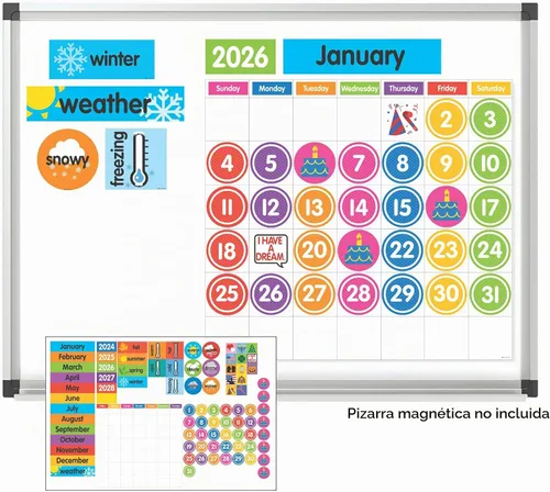 Vista 2 de Dowling Magnets - Juego de calendario magnético con accesorios imantados