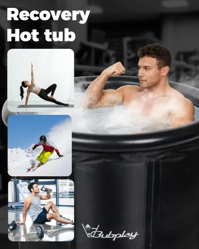 Vista 3 de XL - Bañera de hielo para atletas y adultos, bañera de hielo de 105 galones, bañera fría con cubierta para interiores y exteriores, bañera