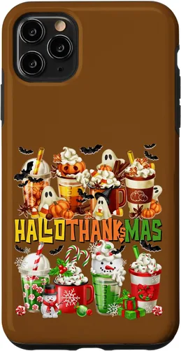 Vista 11 de Funda para taza de café de Navidad para iPhone 15 con diseño de calabaza y especias de Halloween