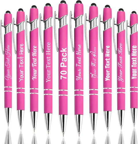 Vista 85 de Hasta 300 bolígrafos personalizados a granel con nombre personalizado con grabado gratis, puntas de lápiz capacitivo grabado, bolígrafo
