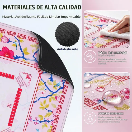 Vista 3 de Tapete Mahjong de 31.5 pulgadas para mesa con dados, tapete Mahjong con Rosa