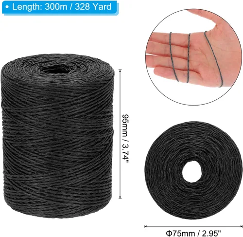 Vista 2 de PATIKIL Hilo de rafia de algodón natural de 328 yardas, cinta de papel de Negro