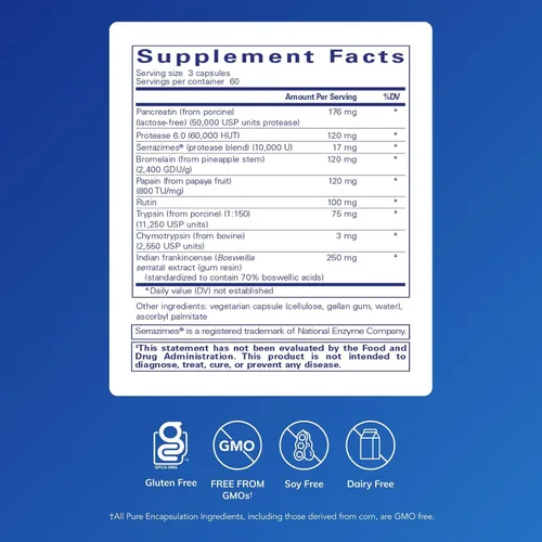 Vista 2 de Pure Encapsulations Complejo sistémico de enzimas - Apoya la recuperación muscular y la salud de las articulaciones - para la salud inmunológica*