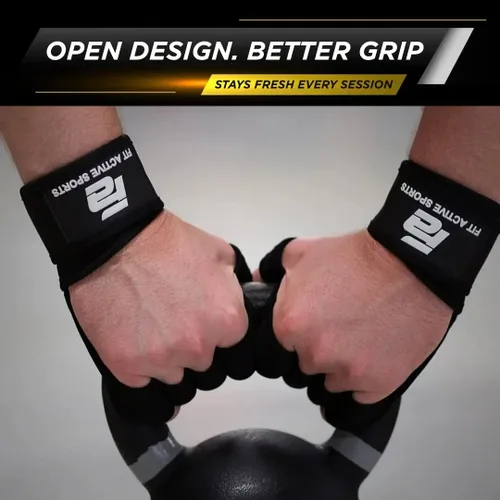 Vista 3 de Fit Active Sports Nuevos Guantes de Entrenamiento con Ventilación para Levantamiento de Pesas con Muñequeras Integradas para Hombres y Mujeres