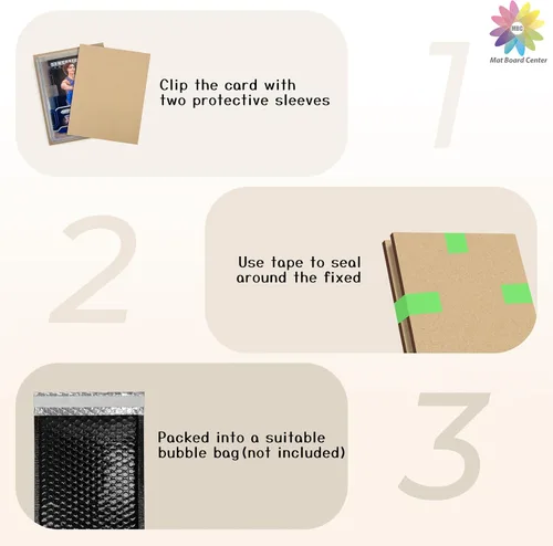 Vista 4 de Mat Board Center - Paquete de 100 protectores de cartón para tarjetas Marrón