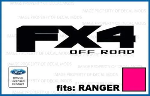 Vista 2 de FX4 Offroad - Calcomanías adhesivas naranjas para Ford Ranger troqueladas (2019-2020) - CO_Solid (juego de 2) con licencia
