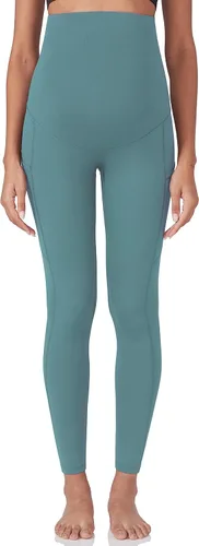 Vista 3 de POSHDIVAH Leggings de entrenamiento de maternidad para mujer sobre el vientre, pantalones de yoga con bolsillos, ropa deportiva suave, pantalones