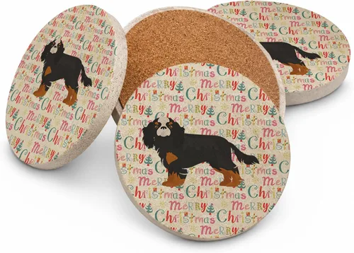 Vista 71 de Abyssinian Sand Terrier Merry Christmas - Posavasos grandes de piedra arenisca (4 unidades)