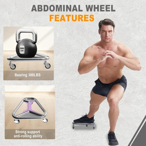 Vista 13 de HOTWAVE Rueda de rodillo de abdominales para entrenamiento de núcleo, equipo de ejercicio abdominal extra ancho para abdominales, brazos y espalda