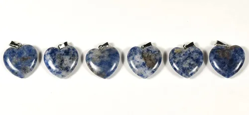 Vista 8 de 2PCs 0.787 in azul sodalita corazón en forma de colgantes w/plata plateado ojete natural piedra preciosa mineral mineral SW UV reactivo decorativo