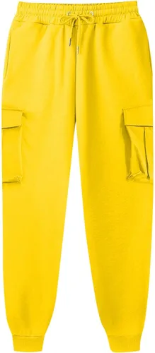 Vista 3 de Bolsillos Pantalones chándal Mujer sólido Cintura elástica Pantalones Largos deportivos Pantalone básicos cómodos