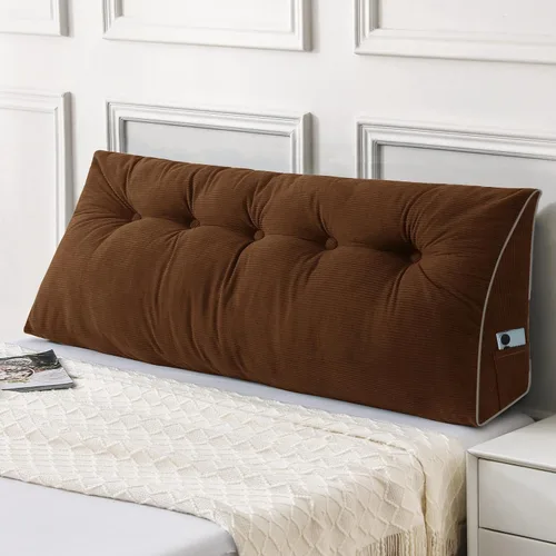Vista 14 de Sasttie Almohada de Cabecera Queen, Almohada de Cuña de Cabecera para Sentarse en la Cama, Cojín Triangular con Soporte de Respaldo para Leer - Con