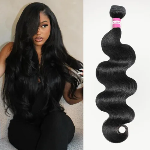 Vista 33 de DMKEEP Extensiones de cabello humano ondulado con cierre, 12, 14, 16+10 pulgadas, 100% cabello virgen brasileño sin procesar, 3 paquetes con cierre
