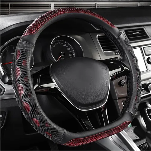 Vista 7 de DXNQ Funda para volante de automóvil, 15 pulgadas, diseño de panal 3D, protector de volante de automóvil con agarre cómodo, transpirable Negro
