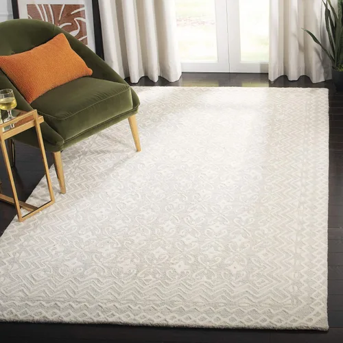 Vista 8 de Safavieh Blossom Collection - Alfombra decorativa, 2 x 3 pies, azul y marfil, lana hecha a mano, ideal para zonas de alto tráfico en entrada, sala
