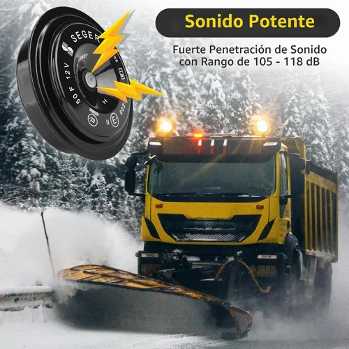 Vista 2 de SEGER Bocina de disco - Serie 50F, 12V, tono alto, impermeable, ajuste universal, bocina de camión ruidosa con soporte de montaje