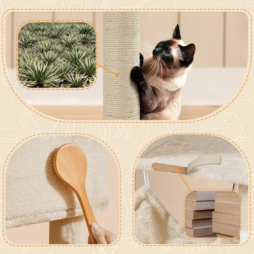 Vista 5 de Yaheetech - Árbol para gatos grandes de 64.5 pulgadas con 2 condominios, 2 perchas