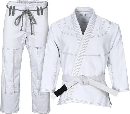 Vista 2 de Knockout Fight Gear Jiu Jitsu Gi brasileño para hombres, BJJ Gi mujeres Grappling gi Ultra Light, tela pre-HRUNK que absorbe el sudor