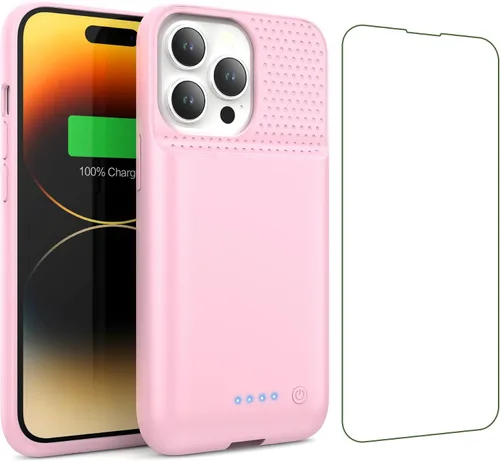 Vista 10 de Funda de batería para iPhone 13/13Pro/14,7500 mAh, funda protectora ultradelgada, funda de carga de batería expandible portátil recargable Negro
