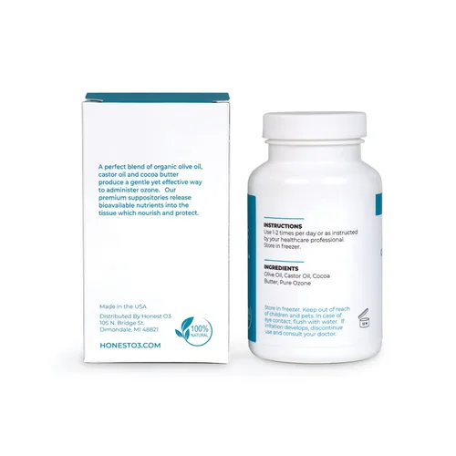 Vista 2 de Supositorios Cuidado rectal infundido con aceite de ozono Aceite ozonizado para nutrir, proteger y limpiar 0.1 fl oz, CR113