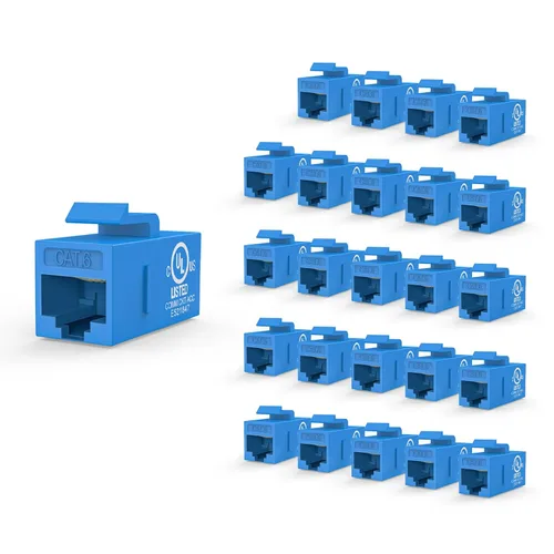 Vista 15 de VCE Acoplador Keystone CAT6 con certificación UL, paquete de 25 unidades, acoplador Ethernet hembra a hembra, acoplador RJ45 para CAT6/CAT5e/CAT5