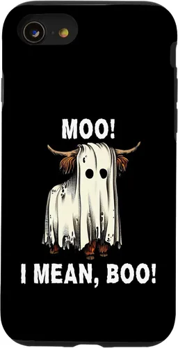 Vista 18 de iPhone 16 Funny Ghost Highland Cow Halloween Moo I Mean Boo Men Women Case