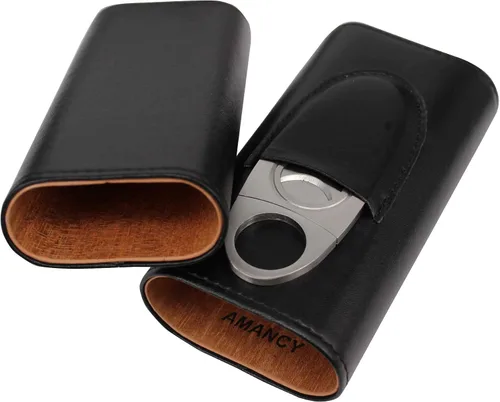 Vista 6 de AMANCY novedad Patrón – Madera de Cedro de piel forrada de 3 Cigarros de piel de serpiente con Set de cortador