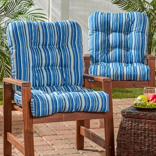 Vista 97 de Greendale Home Fashions Juego de 2 cojines de asiento y respaldo para exteriores, diseño Adobe Stripe 2