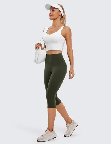 Vista 3 de CRZ YOGA Womens Butterluxe Workout Capri Leggings with Pockets 17 Inches - High Waisted Crop Gym Yoga Pants Buttery Soft