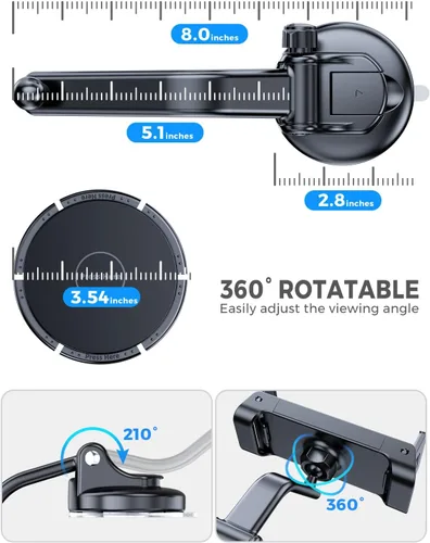 Vista 5 de eSamcore Soporte para Tablet para Salpicadero de Coche, Soporte de Montaje en Parabrisas para iPad y Soporte Plegable para Teléfono con Abrazadera