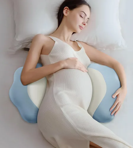 Vista 15 de Almohada de embarazo refrescante para dormir, desmontable y ajustable, almohada de maternidad de apoyo de doble cara, agradable a la piel