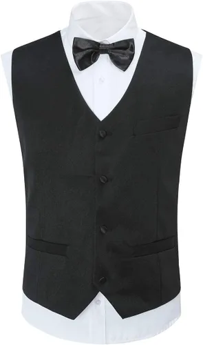 Vista 3 de Cloudstyle Chubasquero formal ajustado para hombre, traje de cena de 3 piezas, chaqueta de cola de golondrina