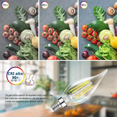 Vista 4 de TOBUSA Bombillas LED para candelabros E12, bombillas de araña de filamento 5000K Blanco luz día