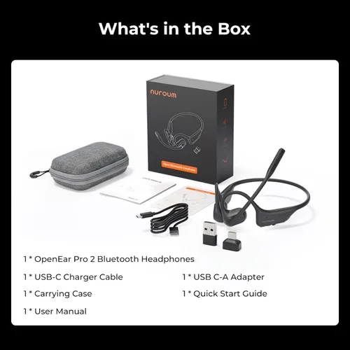 Vista 17 de NUROUM OpenEar Pro 2 - Auriculares con micrófono, auriculares Bluetooth con reducción de ruido, auriculares inalámbricos para el trabajo, conexión
