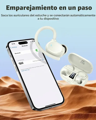 Vista 3 de Auriculares inalámbricos Bluetooth deportivos 2026 con Bluetooth 5.3, 128 horas de reproducción con pantalla LED, potentes graves sobre la oreja